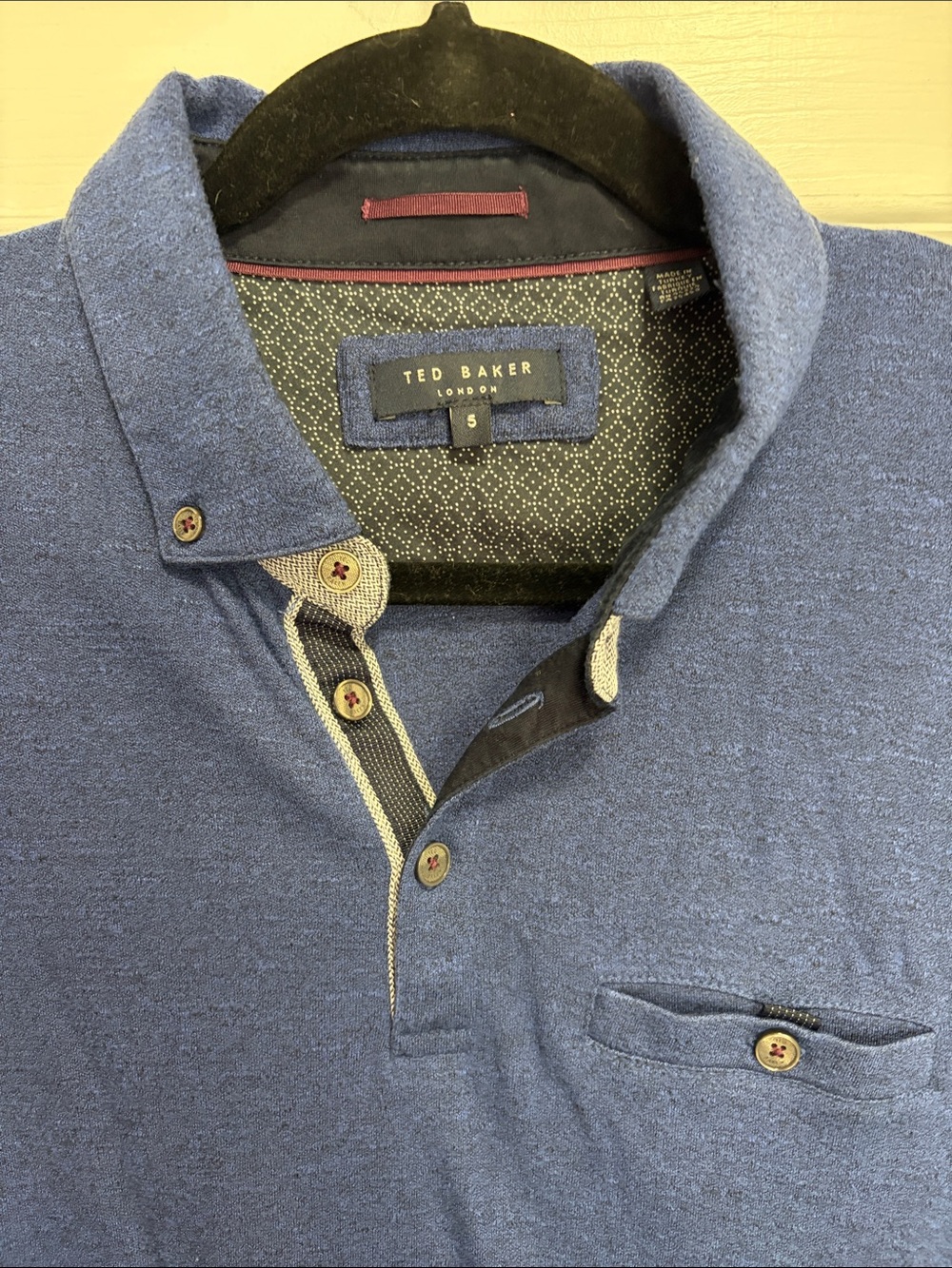 Ted Baker Men's Blue Polo Shirt with Contrast Trim